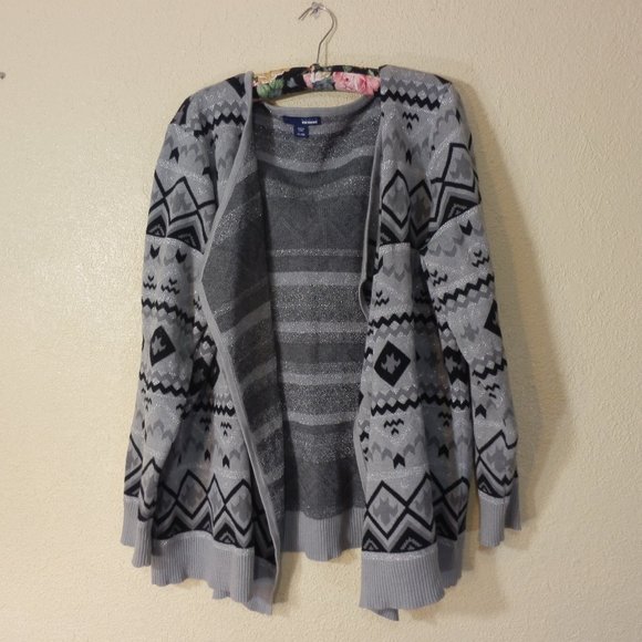 Basic Editions Sweaters - Basic Editions Sweater/Cardigan Gray Black XXL